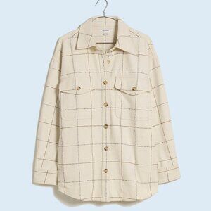 NWT Bouclé Oversized Shirt-Jacket in Windowpane